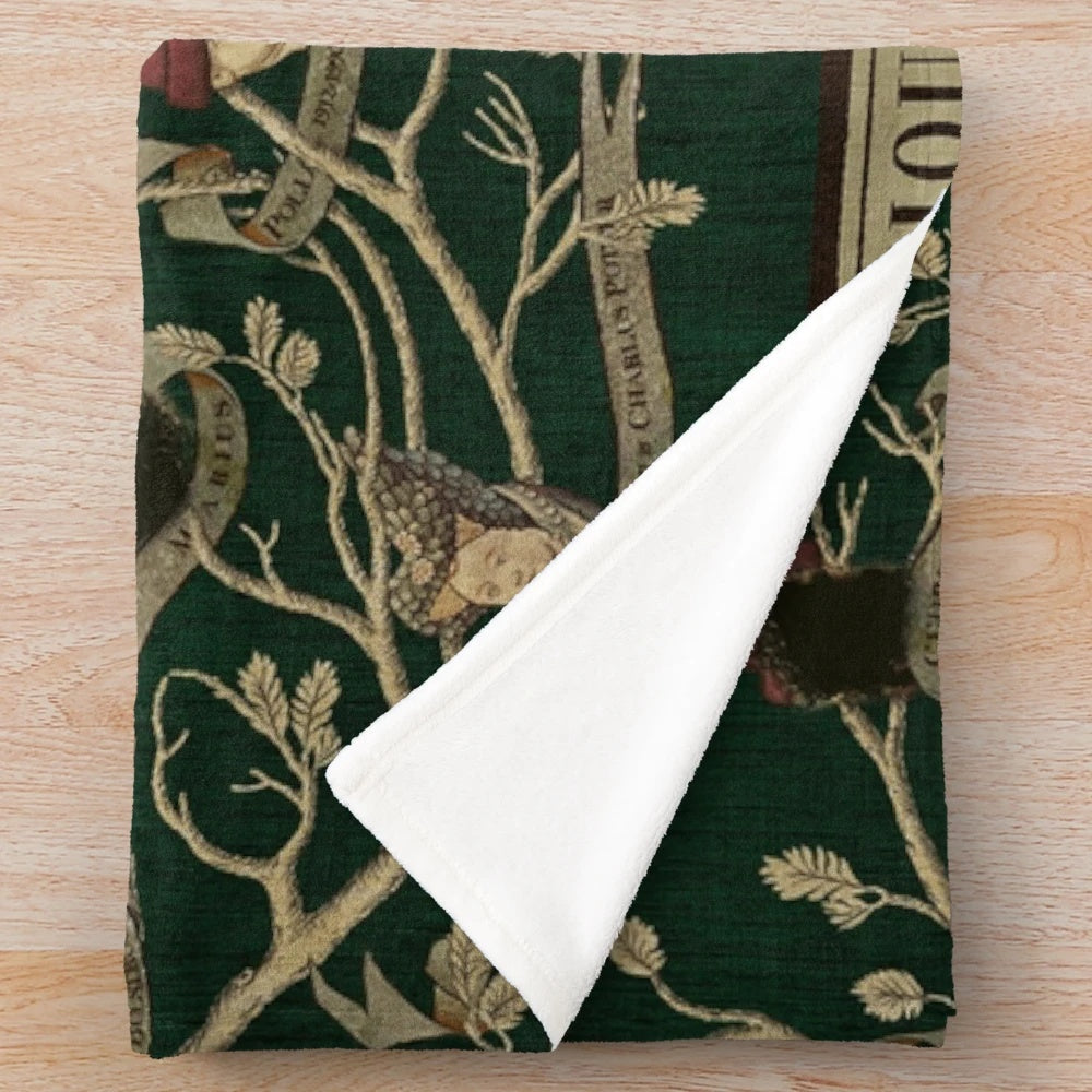 Plush blanket featuring the House of Black family tree from the Harry Potter universe