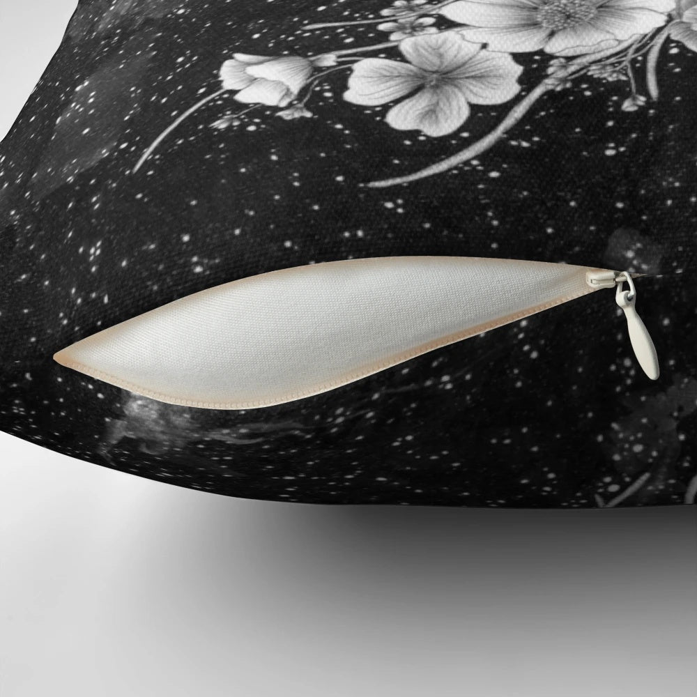 Magical jellyfish pillow featuring a surreal, whimsical design with ocean, space, and floral elements.