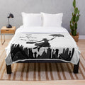 Mary Poppins inspired plush blanket with umbrella and chimney sweep design