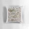 Vibrant pillow featuring characters and imagery from the Monty Python and the Holy Grail film, designed with an Escher-inspired pattern.