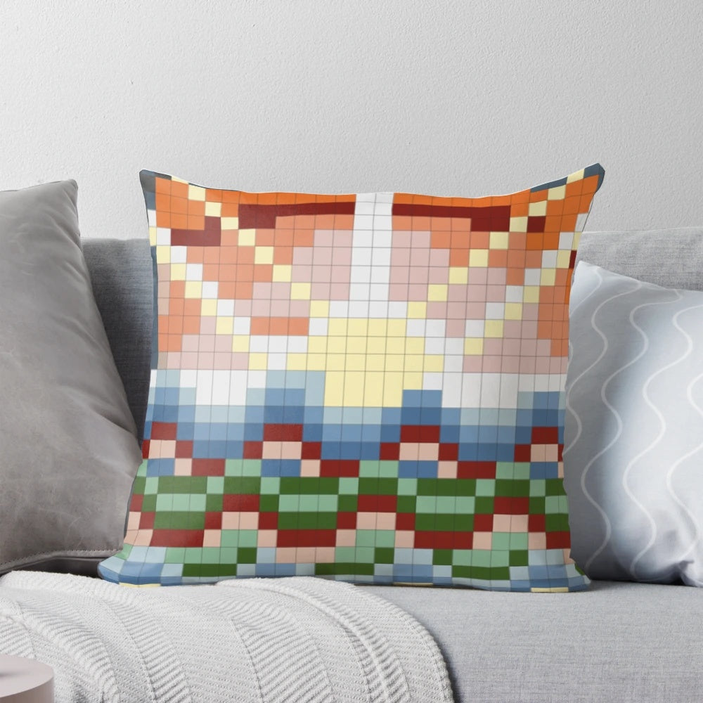 Mosaic-patterned pillow with elements from the TV series The Magicians