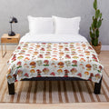 Cozy plush blanket with a seamless mushroom pattern design