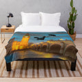 Magical nanny plush blanket with colorful abstract London cityscape