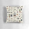 Decorative throw pillow featuring a whimsical owl and wand design, perfect for adding a touch of magic to any bedroom.