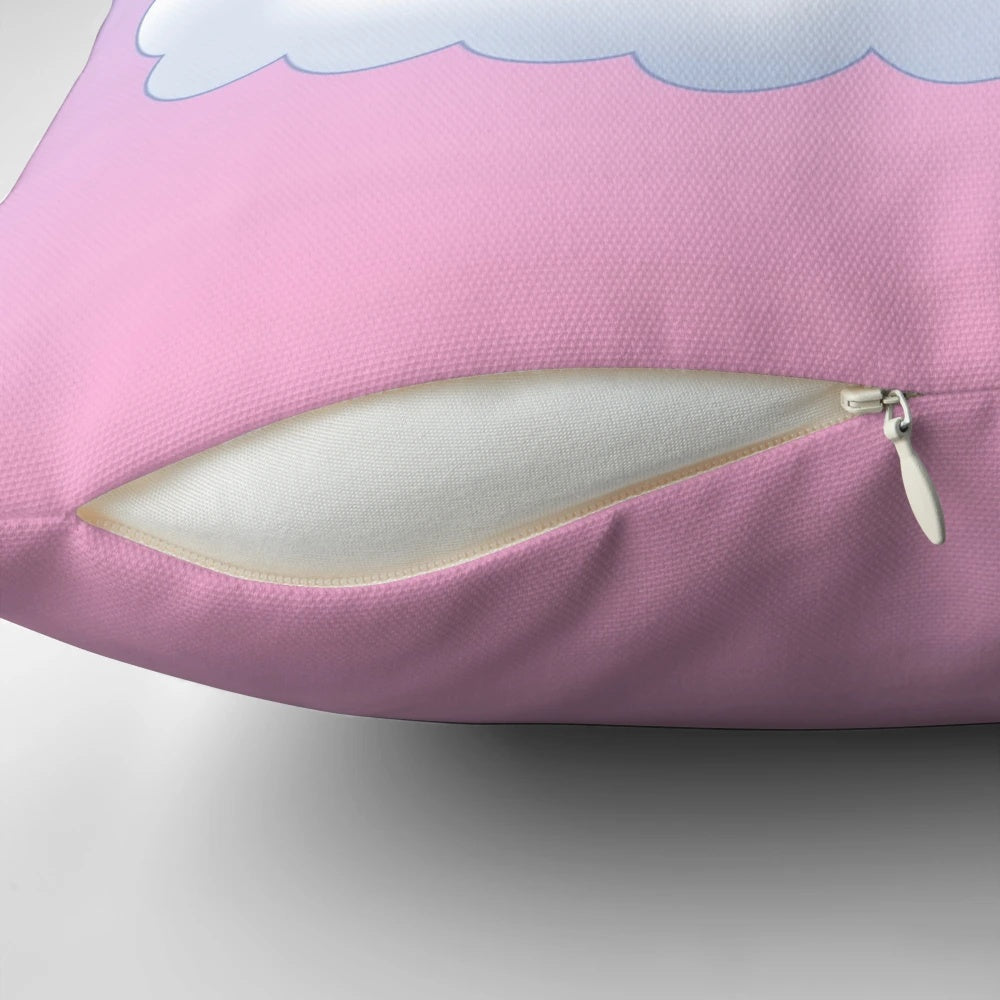 Soft, plush pink unicorn pillow with stars, perfect for adding a touch of whimsy to any room.