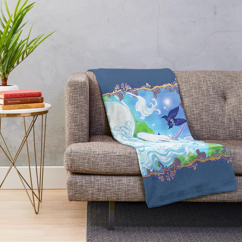Plush blanket featuring the iconic fantasy creature, the unicorn