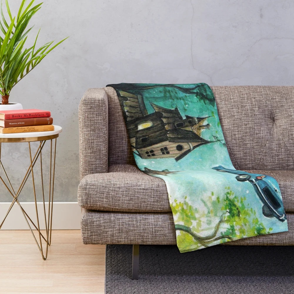 Soft and cozy plush blanket with a magical fantasy design
