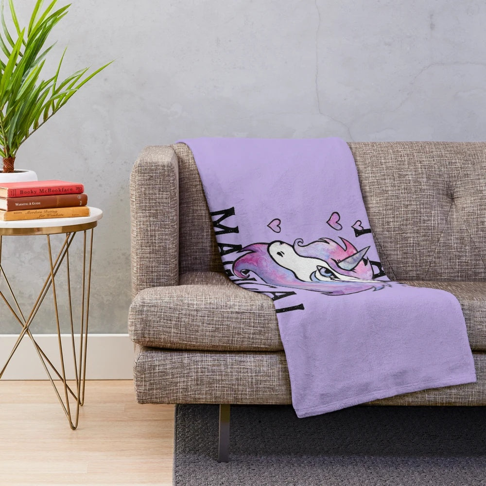 Soft, pink and purple magical plush unicorn blanket