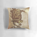 Whimsical and vintage-inspired pillow featuring a projector, night sky, and surreal, fantasy elements.