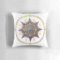Intricate mandala design pillow with sacred geometry patterns for protection and positive energy.