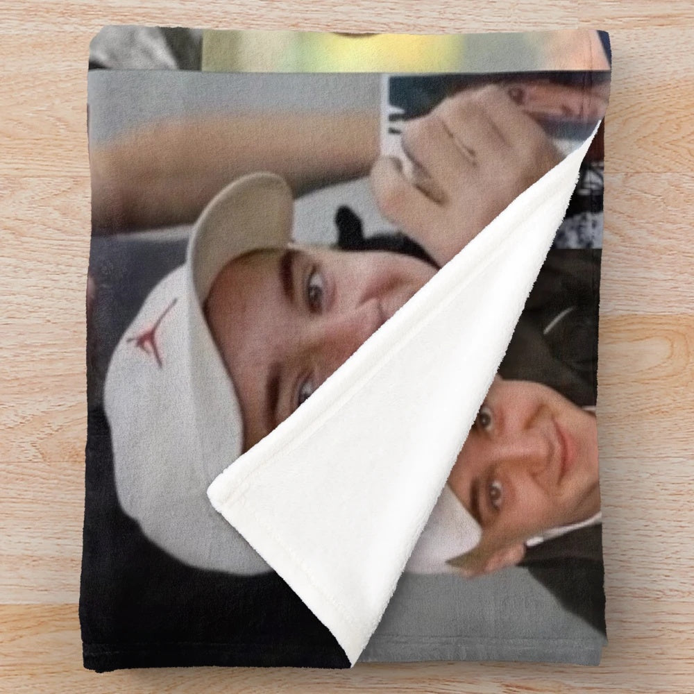 Tom Felton collage design on a plush blanket