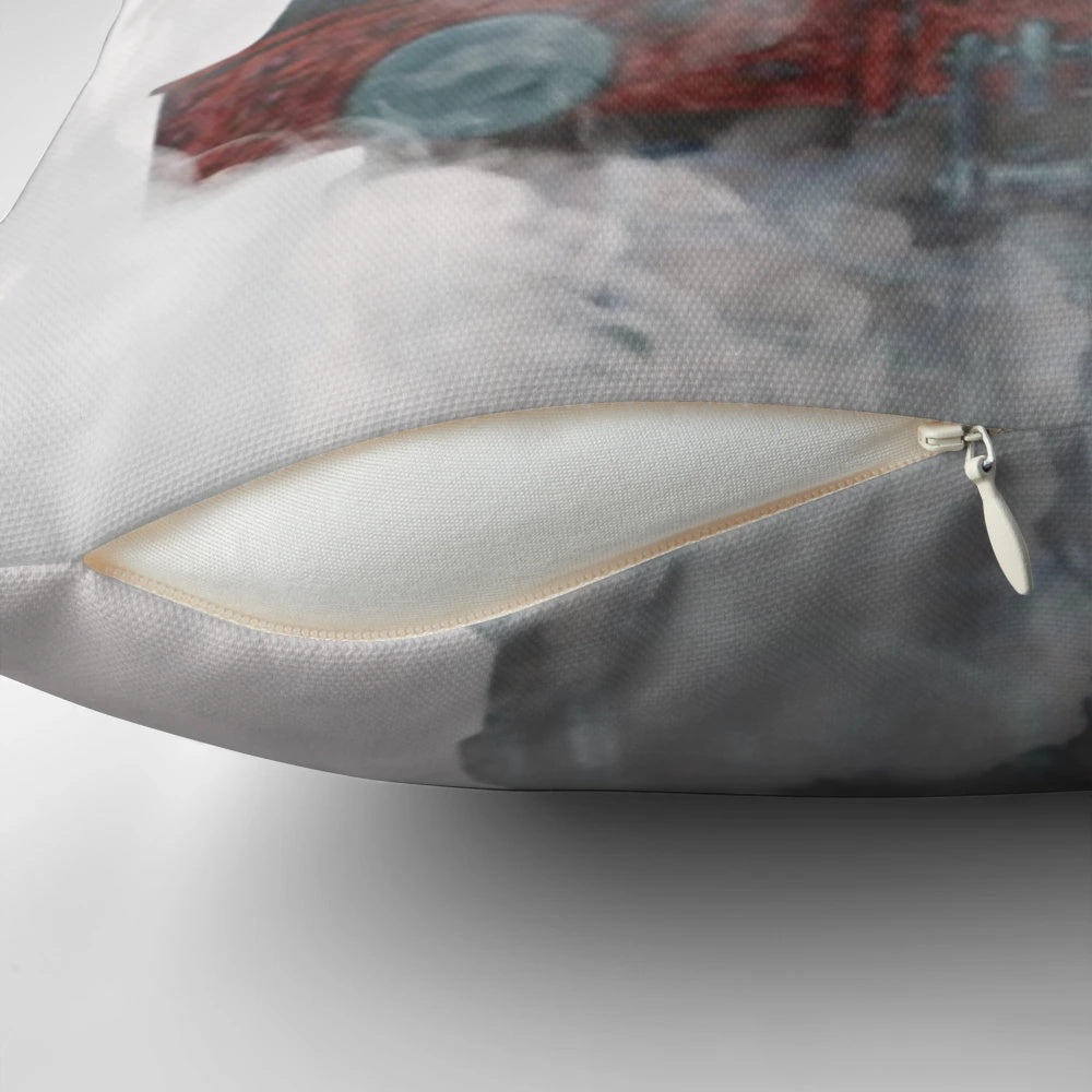 Plush pillow featuring the iconic Hogwarts Express train for a magical Harry Potter-inspired decor