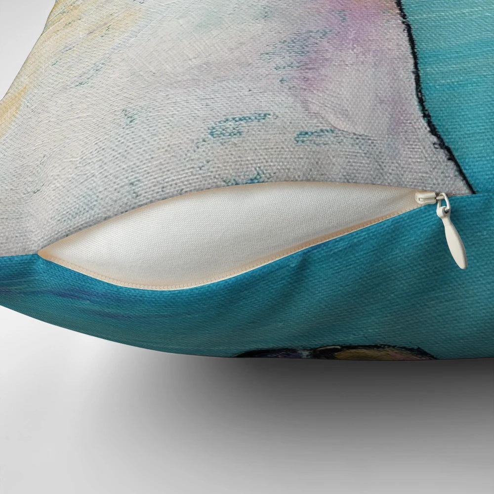 Soft, plush unicorn pillow featuring a whimsical, abstract design by artist Michael Creese.