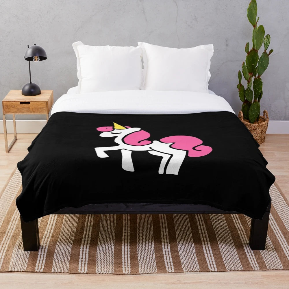 Cute pink and purple unicorn plush blanket