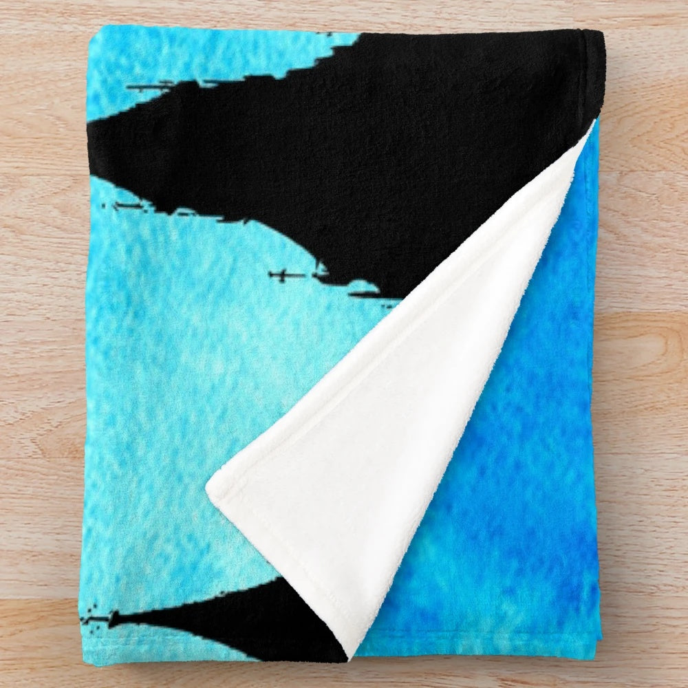 Magical watercolor-inspired plush blanket featuring Peter Pan, Neverland, and a starry night sky