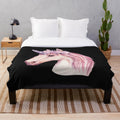 Soft and cozy plush watercolor pink unicorn blanket