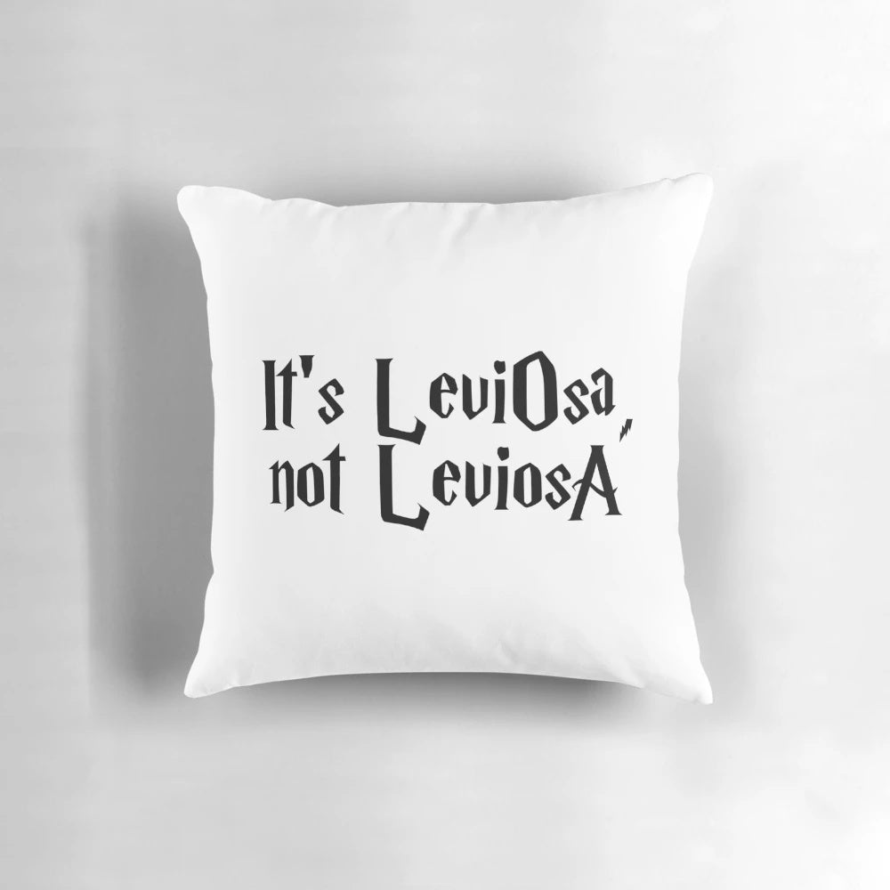 Wizard-themed pillow with "It is LeviOsa, not LeviosA" text