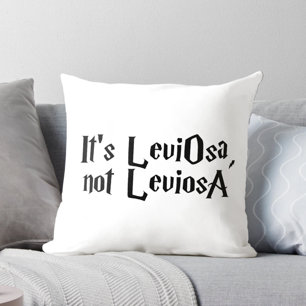 Wizard-themed pillow with "It is LeviOsa, not LeviosA" text