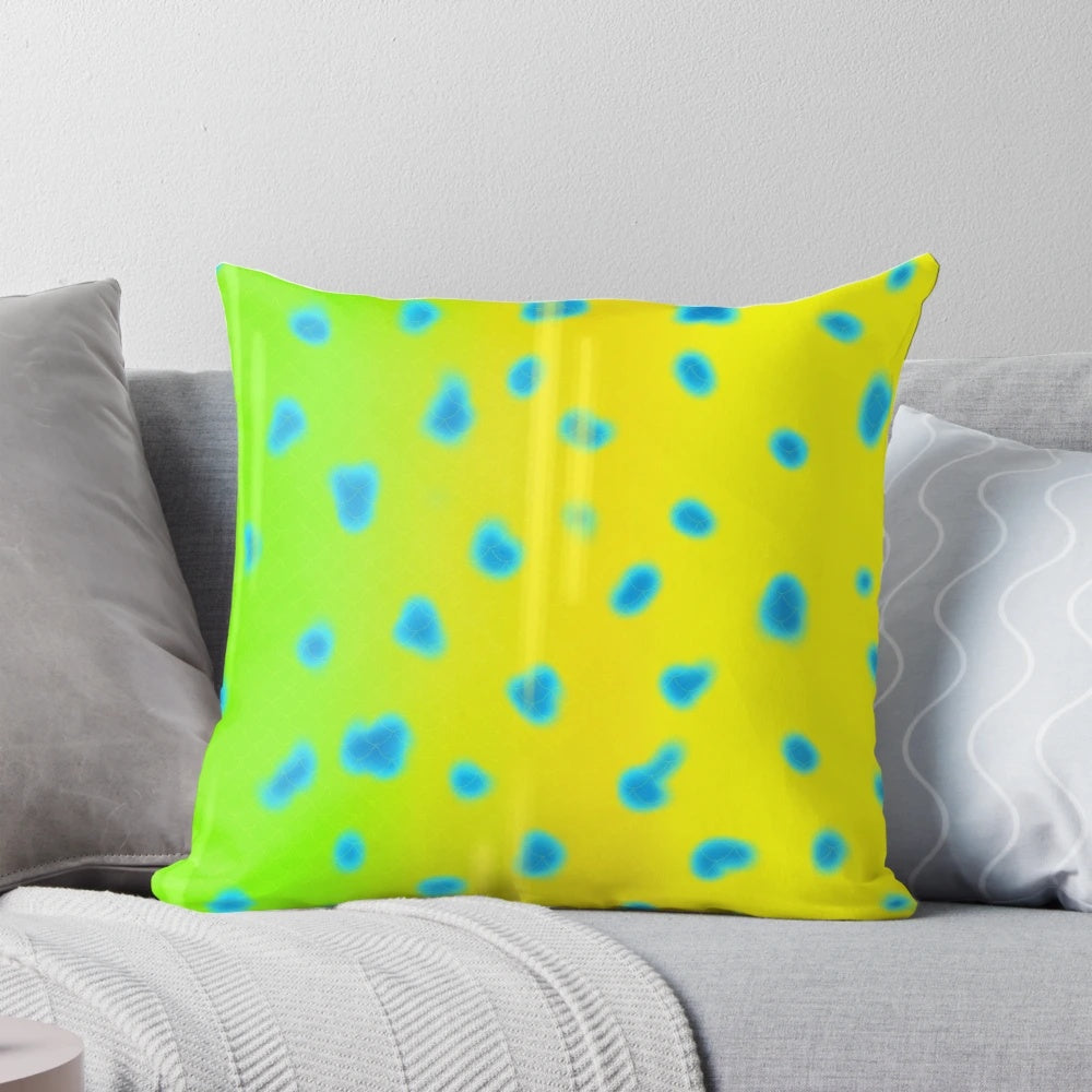 Mahi mahi fish pattern decorative pillow for outdoor or fishing enthusiasts