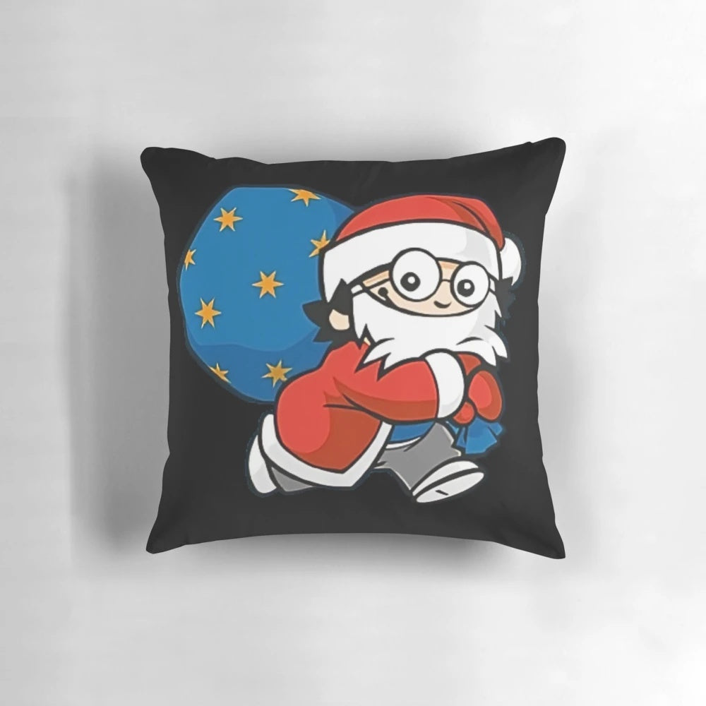 Mainzelmännchen Christmas-themed decorative pillow with a charming German cartoon design.