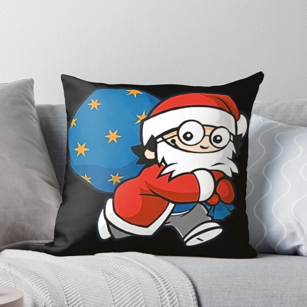 Mainzelmännchen Christmas-themed decorative pillow with a charming German cartoon design.