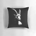 Pillow featuring a majestic alpine ibex, a rugged mountain goat native to the Alps