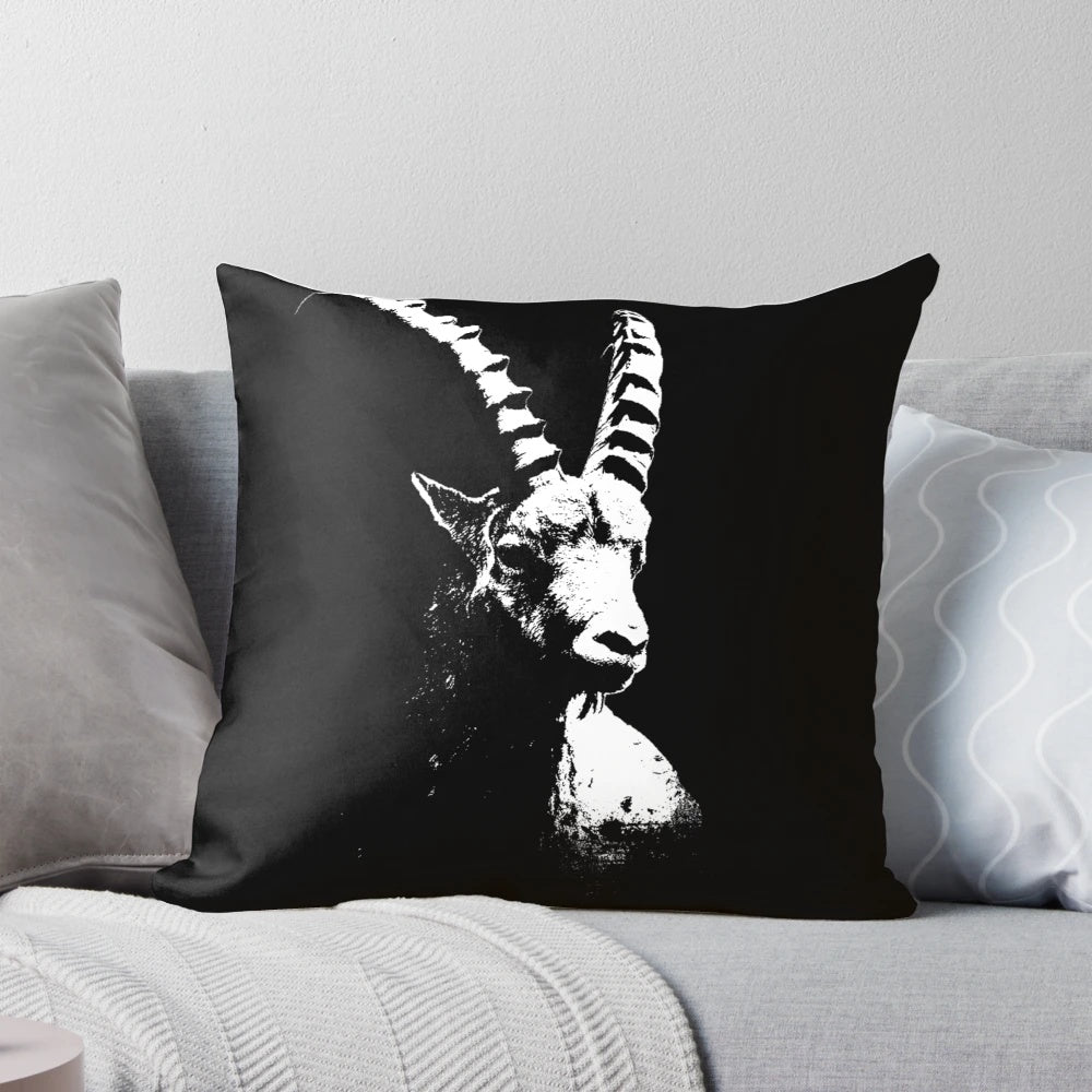 Pillow featuring a majestic alpine ibex, a rugged mountain goat native to the Alps