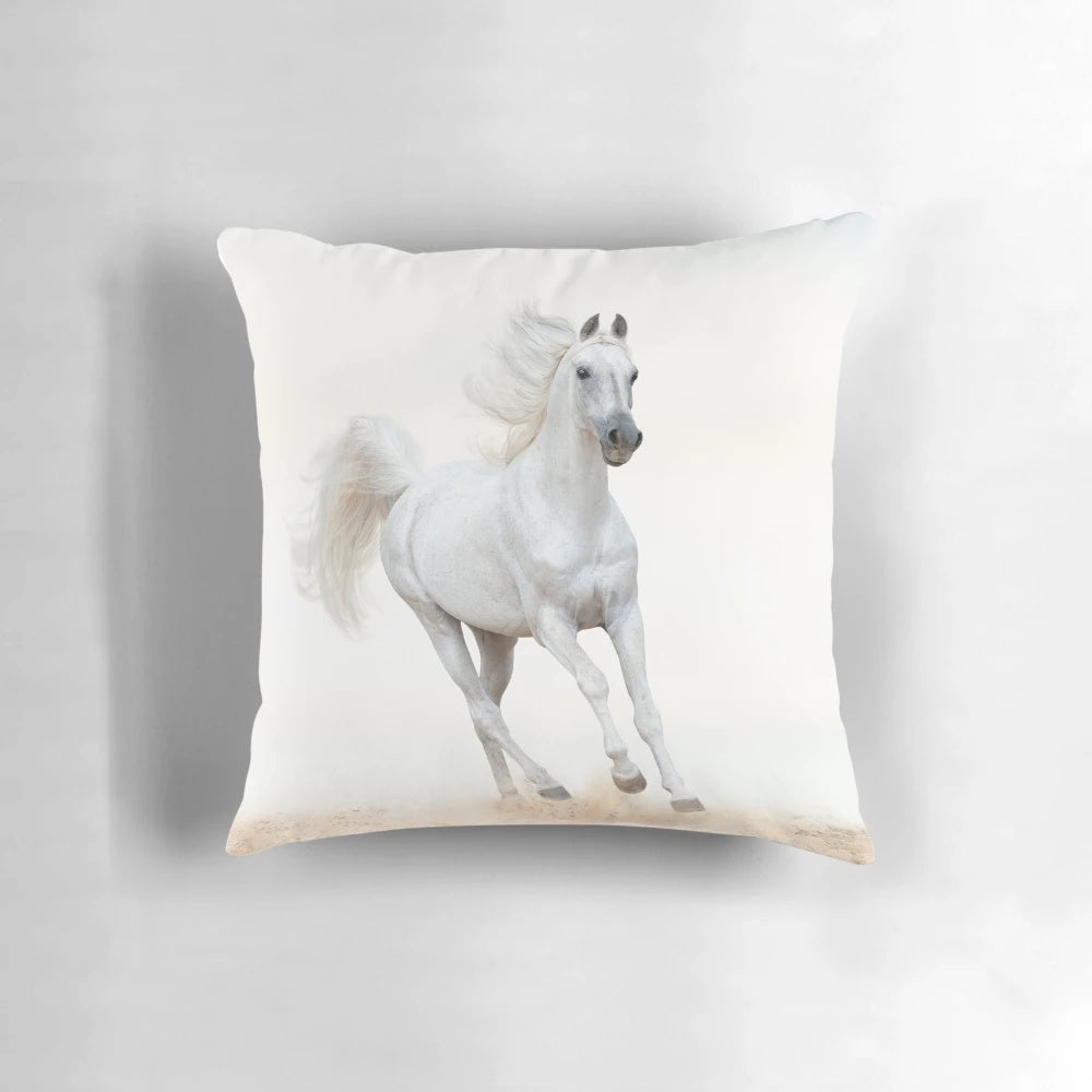 Stunning image of a beautiful Arabian stallion running freely in a natural setting