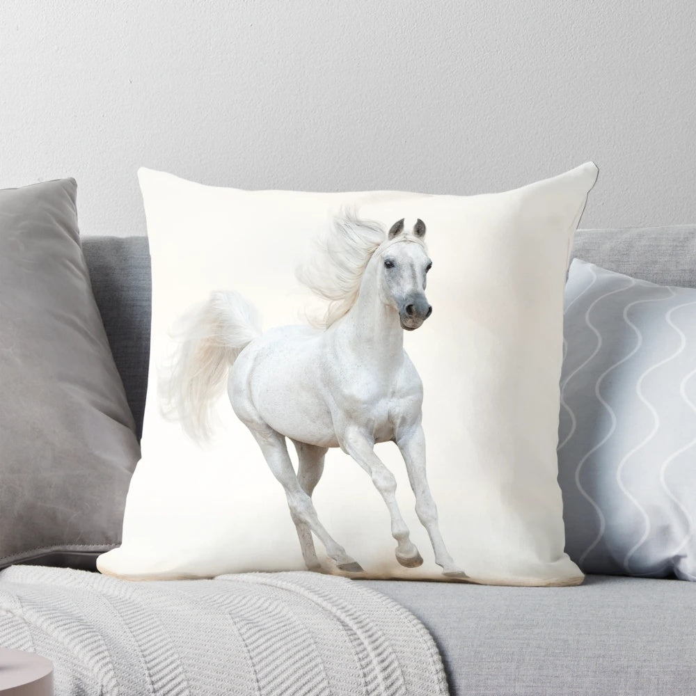 Stunning image of a beautiful Arabian stallion running freely in a natural setting