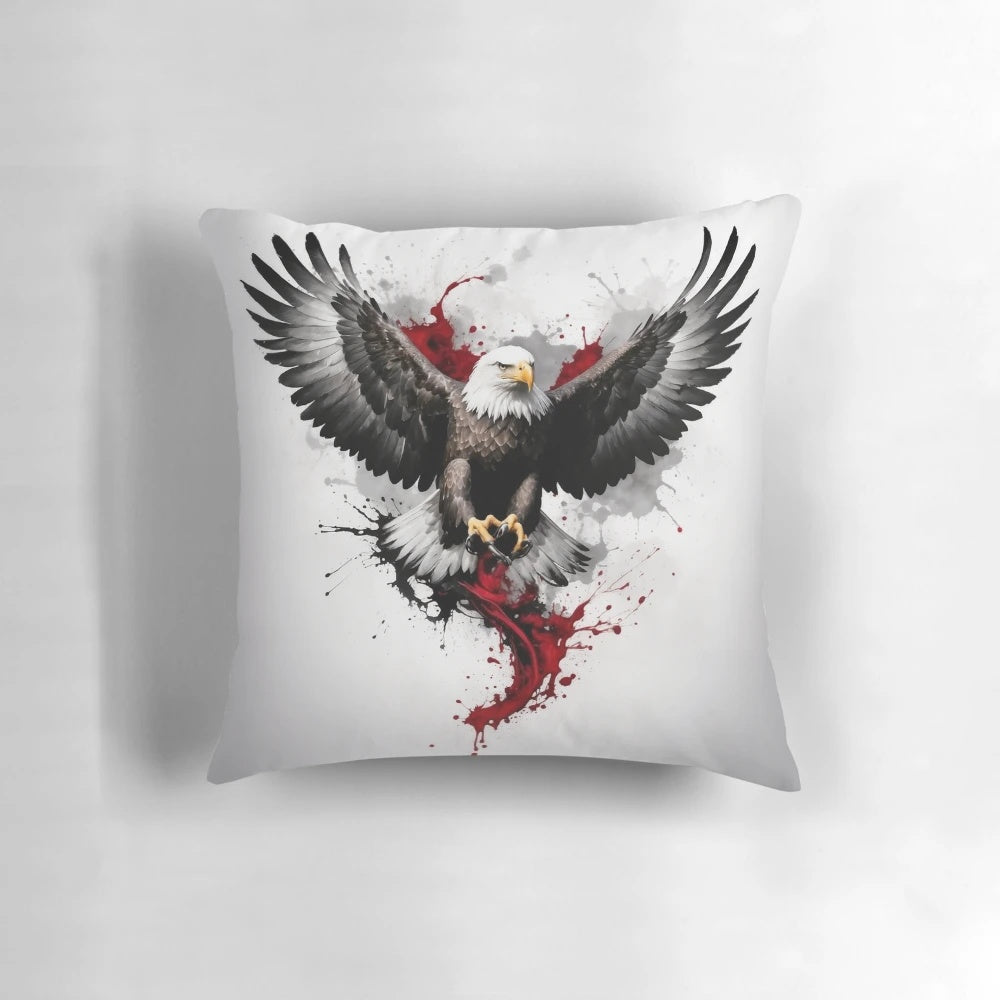 Detailed illustration of a majestic bald eagle soaring in flight, with its powerful wings spread and iconic feathers on display.