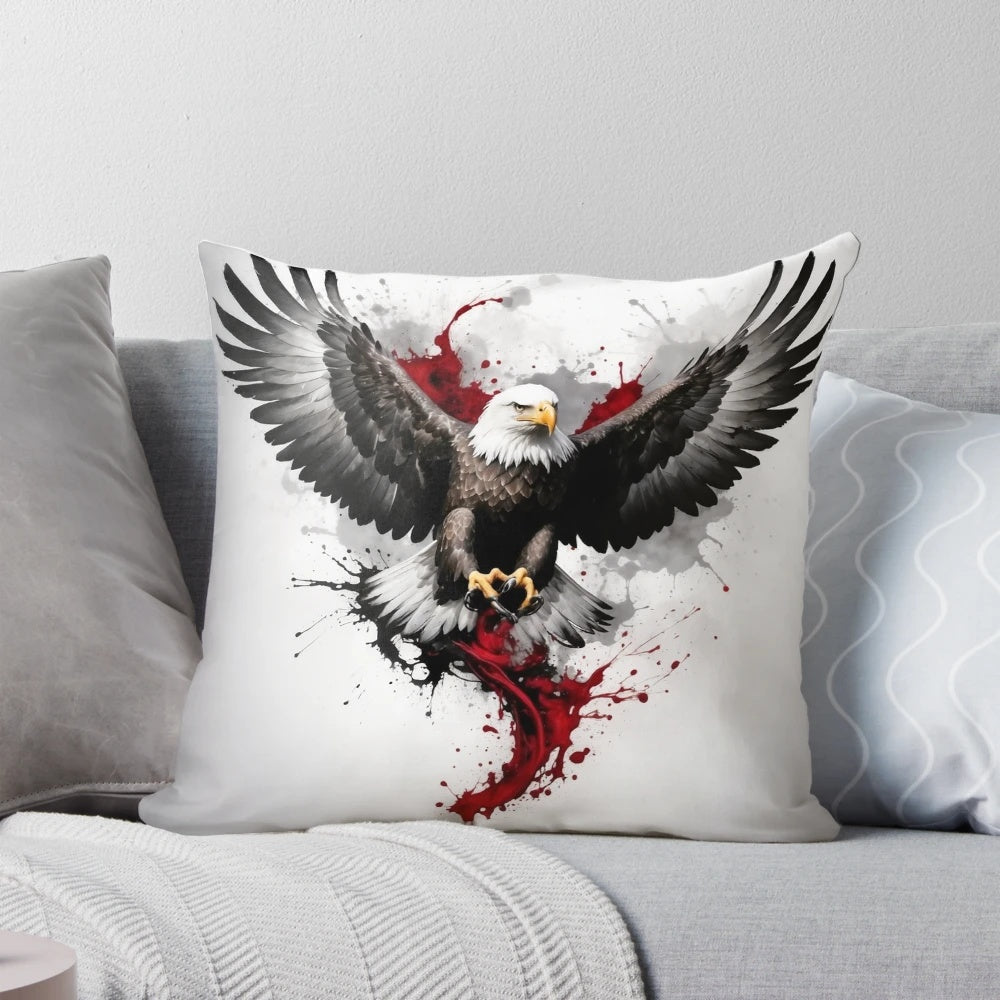 Detailed illustration of a majestic bald eagle soaring in flight, with its powerful wings spread and iconic feathers on display.
