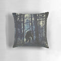 Artistic depiction of a Bigfoot or Sasquatch creature in a lush forest with pine trees