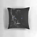 Vibrant artwork of a powerful black panther on a decorative throw pillow, perfect for nature lovers and wildlife enthusiasts.