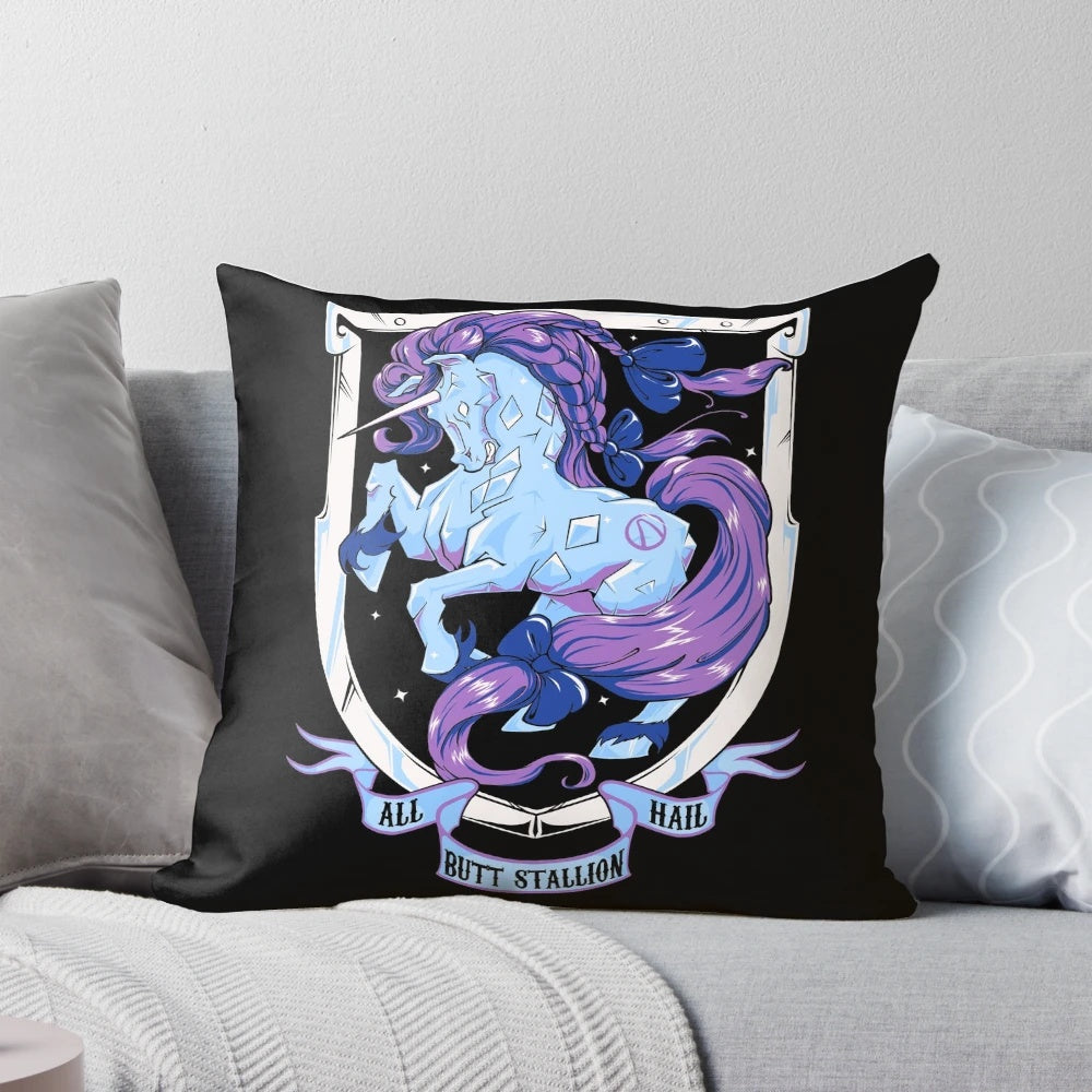 A plush, diamond-shaped pillow featuring a majestic equine design, perfect for Borderlands enthusiasts.