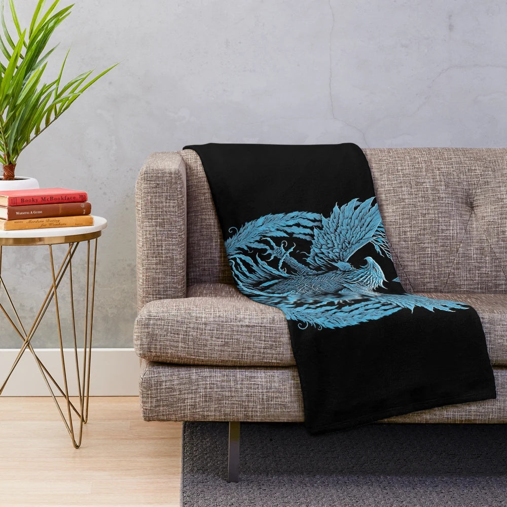Detailed medieval fantasy eagle illustration on plush blanket