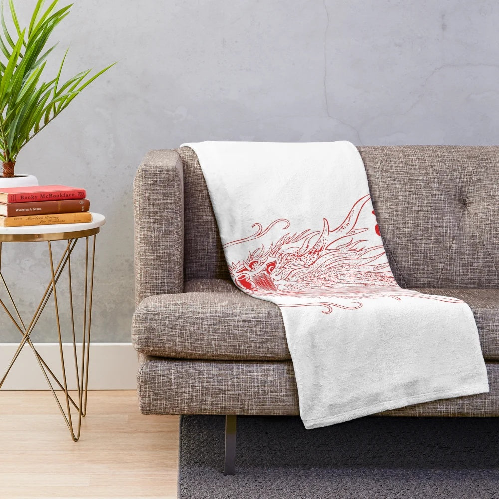 Cozy plush blanket featuring a majestic oriental dragon design
