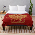 Cozy gold Roman Aquila eagle SPQR plush blanket for ancient Rome enthusiasts