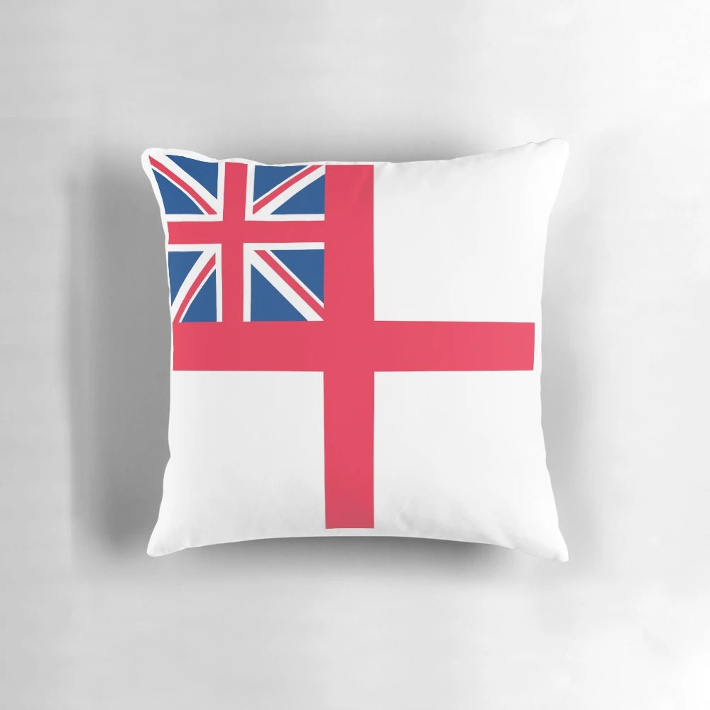 Decorative pillow featuring the iconic Royal White Ensign flag of Great Britain
