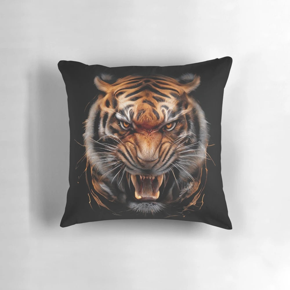 Magnificent tiger resting on a plush pillow, perfect for nature lovers