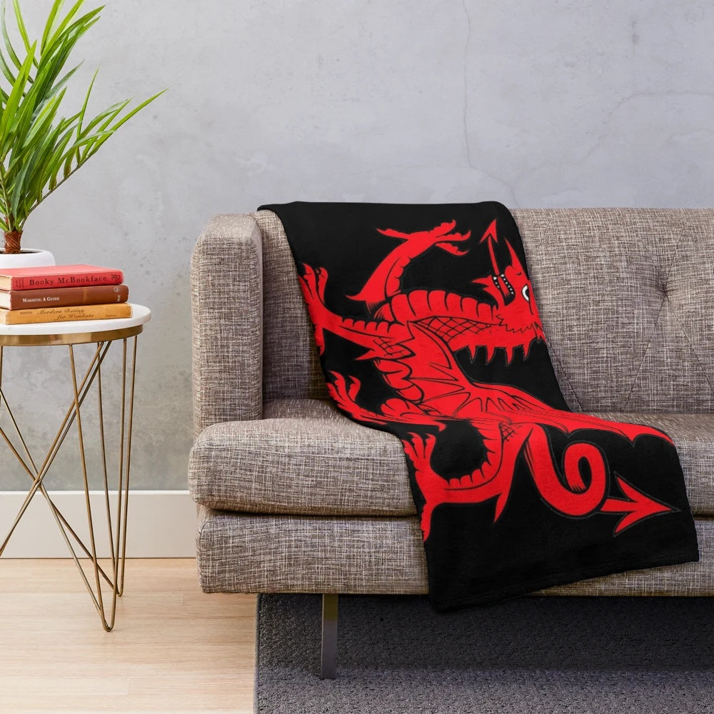 Plush Welsh red dragon blanket with the iconic flag design
