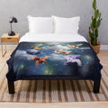 Plush blanket featuring a flying pegasus in the night sky with stars and clouds