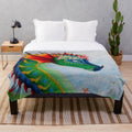 Majestic Wings of Fire Inspired Plush Blanket featuring dragon queen Glory in a flower crown