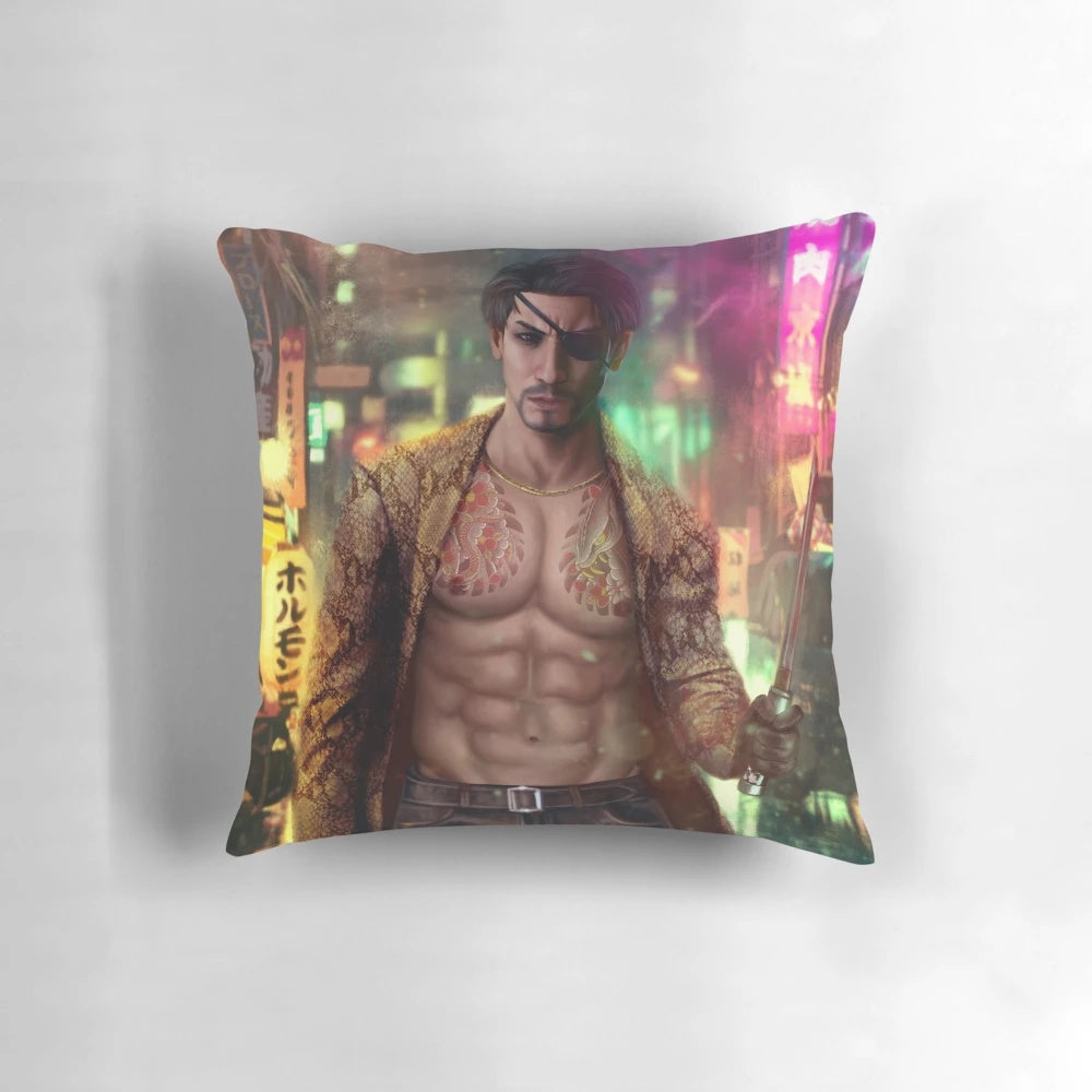 Majima Goro-inspired pillow, featuring the legendary Yakuza character from the Kamurocho district