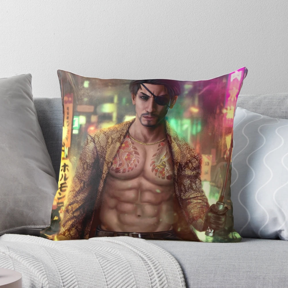 Majima Goro-inspired pillow, featuring the legendary Yakuza character from the Kamurocho district