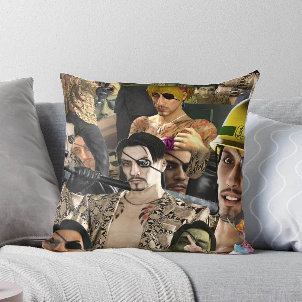 Plush pillow featuring Goro Majima, a popular character from the Yakuza game series