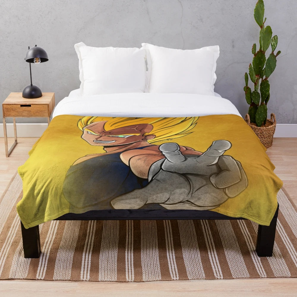 Majin Vegeta inspired plush blanket with dragon ball z character design