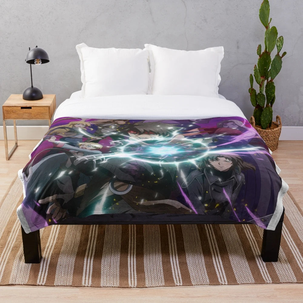 Majutsushi Orphen inspired plush blanket featuring characters and symbols from the anime and manga series