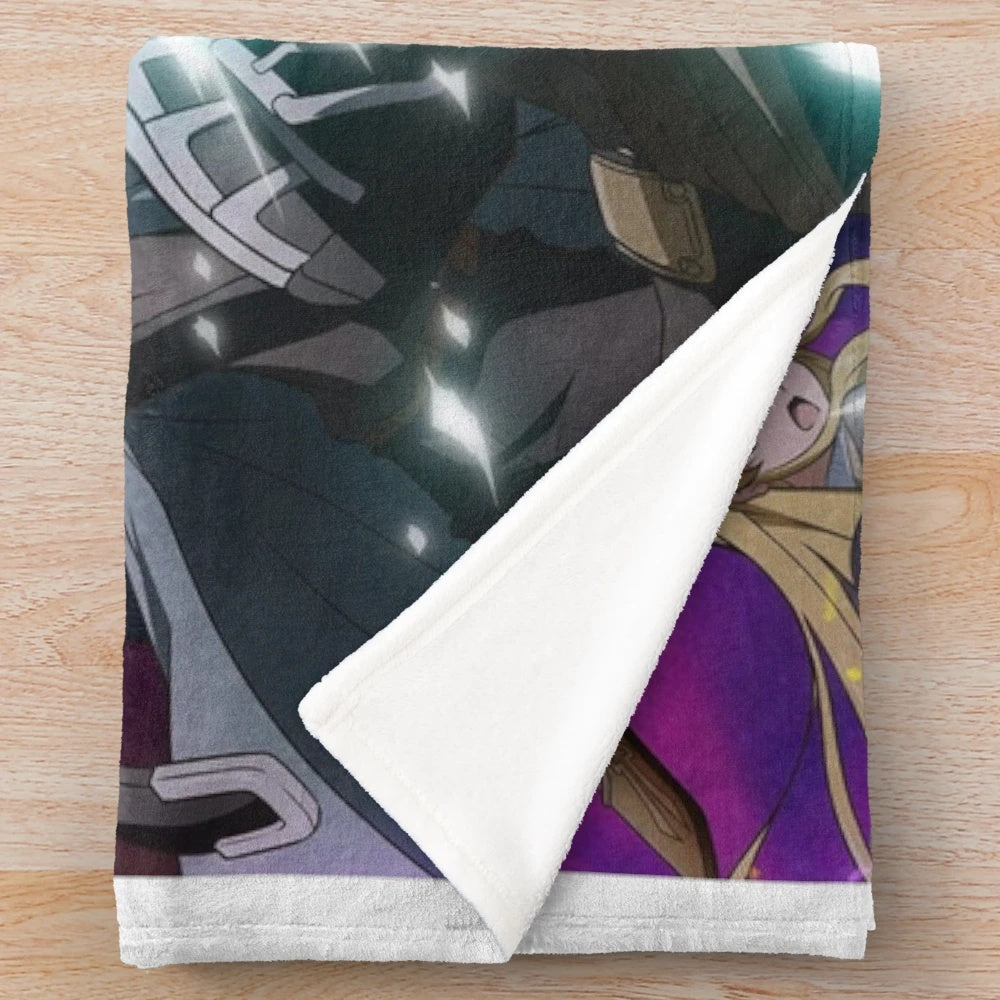 Majutsushi Orphen inspired plush blanket featuring characters and symbols from the anime and manga series
