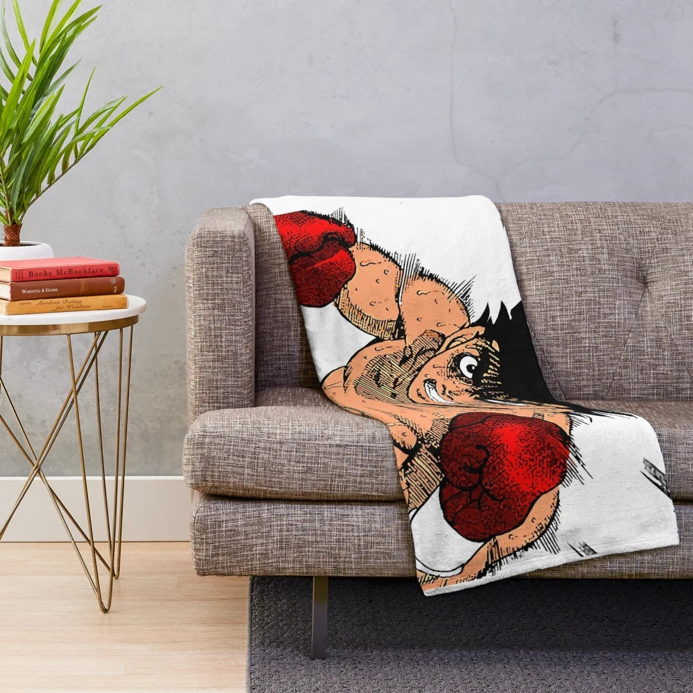 Makunouchi Ippo inspired plush blanket featuring characters from the boxing anime Hajime no Ippo