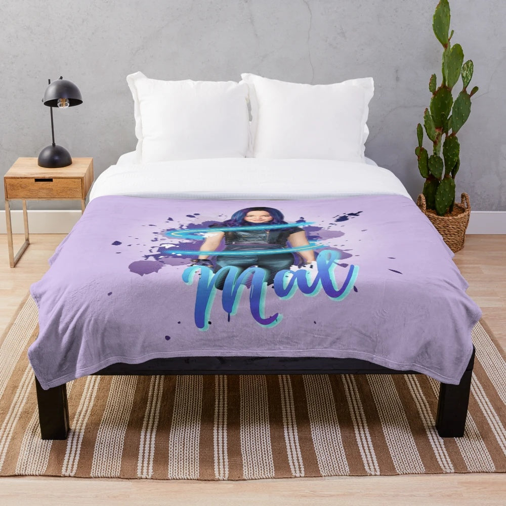 Mal from Descendants 3 inspired plush blanket in purple and blue colors